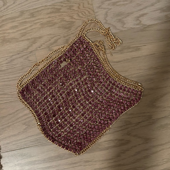 H:ours Oaklyn Top Purple Crystal Embellished Chain Open Back - Picture 4 of 7